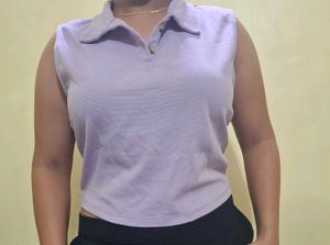 Sleeveless Polo Top