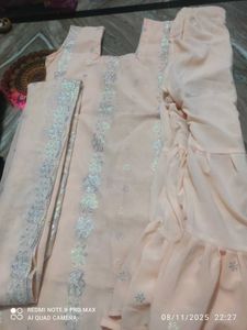 Peach Embroidered Kurta Set
