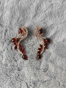 Red Gemstone Statement Earrings
