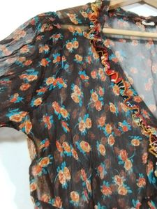 Coffee Brown Floral Printed Top (Women)