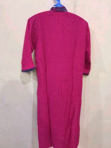 Pink and blue embroidery kurti
