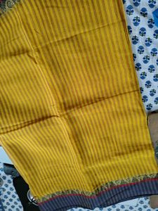 Mustard Yellow Cotton Saree