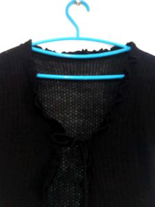 Black Knit Cropped Cardigan