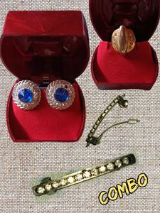 BLUE EARRING WITH GOLDEN RING AND CLIP COMBO