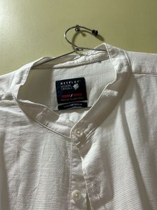 White Chinese Collar Shirt