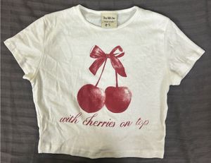 Cherry Print Cropped Tee