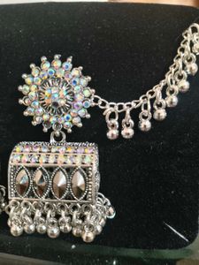 Silver Tone Jhumka Earrings