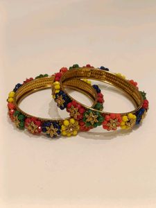 Colorful Beaded Bangles - Set of 2