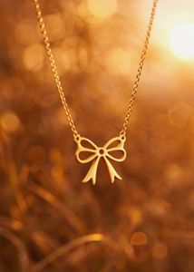 Brand New Premium Golden Bow Necklace
