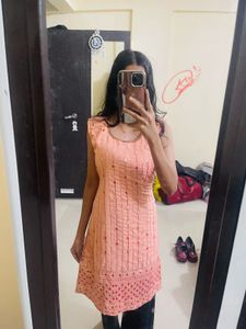 Peach Embroidered Kurta