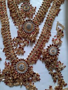 Traditional Red N White Dimond Bridal Set
