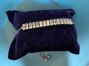 Silver Tone Baguette Stone Adjustable Bracelet