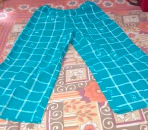 Blue Plaid Kurti Pant Set
