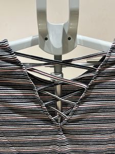 Striped Crop Top with Criss-Cross Back