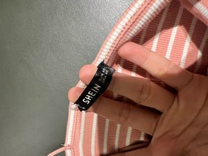 Pink &amp; White Stripes Crop Top