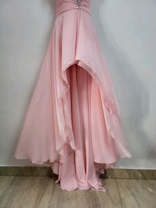 Pink Ruched High-Low Party Dress