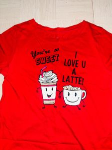 Red &#39;Latte&#39; Graphic Dress