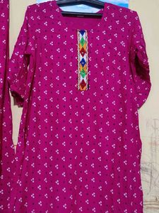 Pink Printed Kurti Set