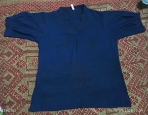 Blue V-Neck Top