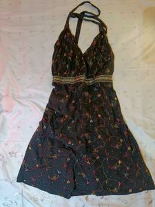 Y2K Black Halter Backless Dress