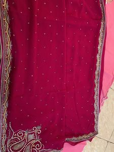 Rani Pink Party Wear Saree