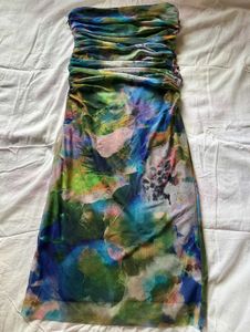 Blue Green Mesh Midi Dress