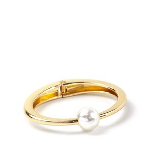 Single Pearl Gold Plated Bangle