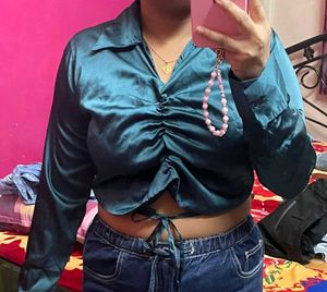 Teal Satin Style Top