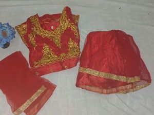 Red Garara Suit Havey  Stones Work Fancy 👗