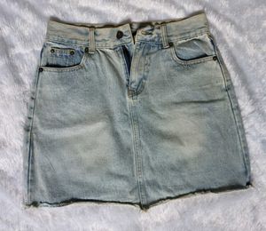 Light Wash Denim Mini Skirt