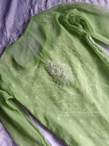 Lime Green Embroidered Kurti🌿💚✨