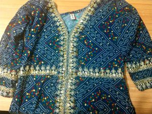Blue Bandhani Printed Kurta