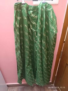 Free Size Green Full Flared Palazzos
