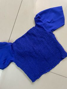 Blue Puff Sleeve Top