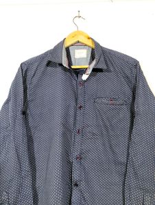 Mavie Navy Blue Printed Shirt (Men)
