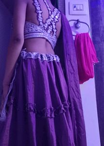 Purple Embellished Two-Piece Set