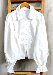 Elegant White Eyelet Blouse Size-36-38