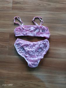 Madam Net Pink Bra Panty Set