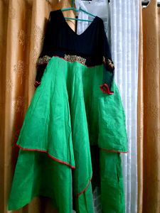 Layered Green And Black Dress/Kurti