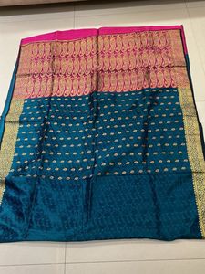 Elegant Teal &amp; Pink Saree