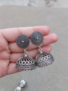 Silver Jhumka Earrings