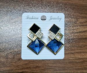 Gold Blue Fashion DROP Earring Shining Diva