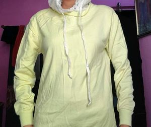 Pastel Yellow Lace Trim Hoodie