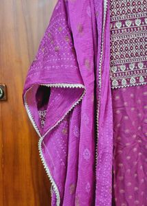 Purple Embroidered Kurti Set