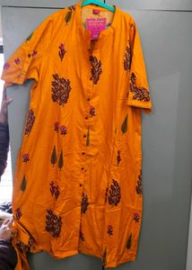 Desi Weaves Printed Mustard Kurti
