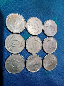10 Paisa Coins Shifting Error 9 Piece, Rare