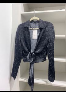 Zara Satin Tie Front Blouse