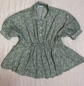 Green Patterned Shirt Top