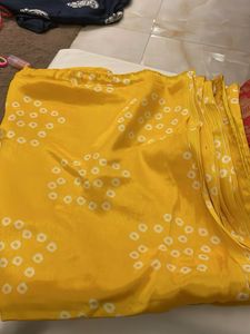 Yellow Bandhani Sari with Red Blouse