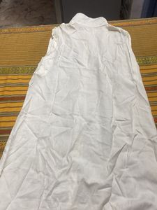 White Sleeveless Button-Down Top